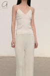 SWAYING/KNIT chenille three-dimensional striped trousers SW23AW3B57 white